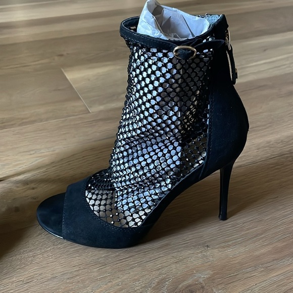 Guess Black Kadre2 Rhinestone Mesh Bootie Pump Heels Size 8 - Picture 16 of 16